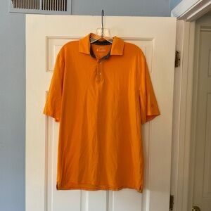 Coolibar Bal Harbour Short Sleeve Polo Shirt Orange L UPF 50+ Golf Pickleball